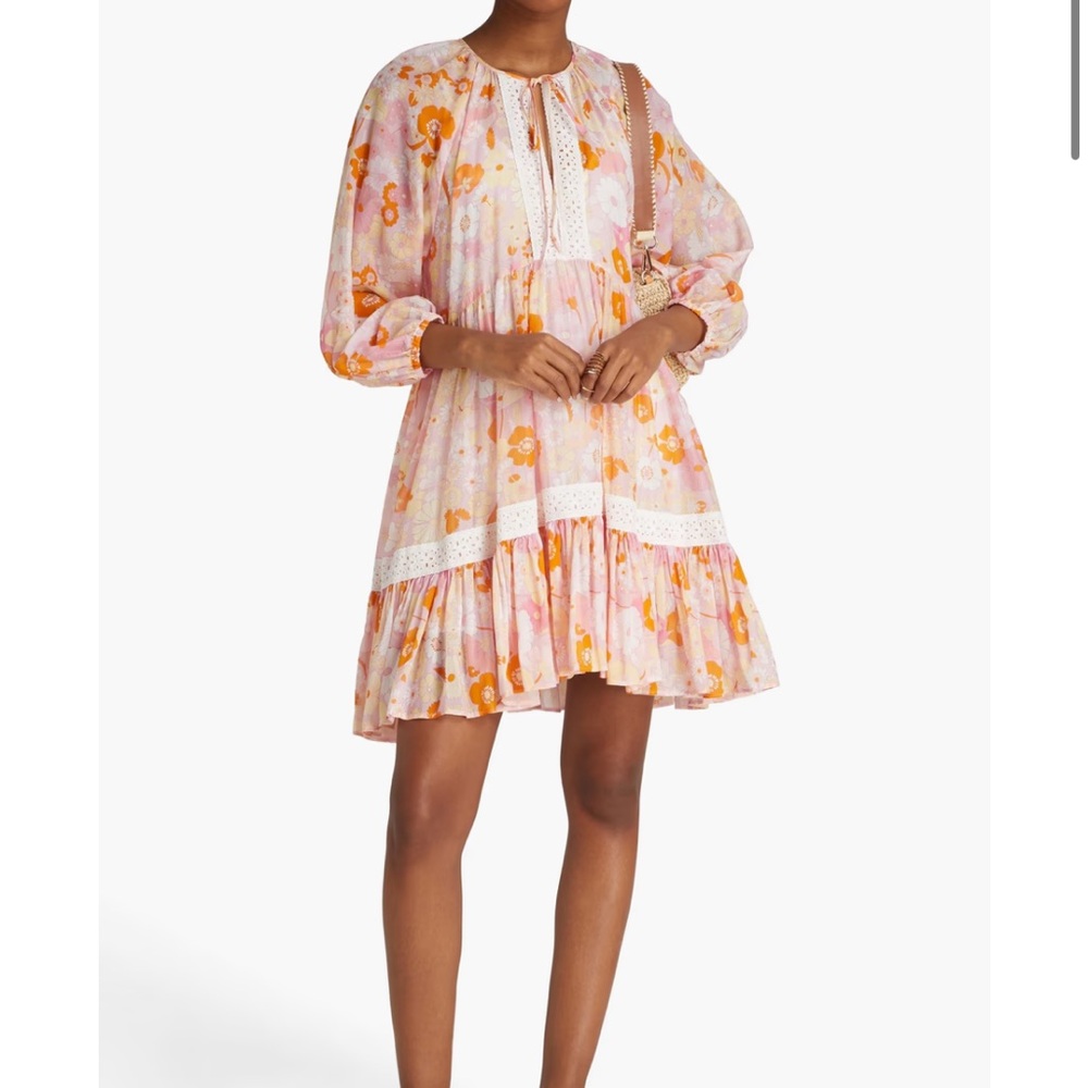 NEW MAJE Rolella Gathered floral-print cotton silk-blend mousseline mini dress